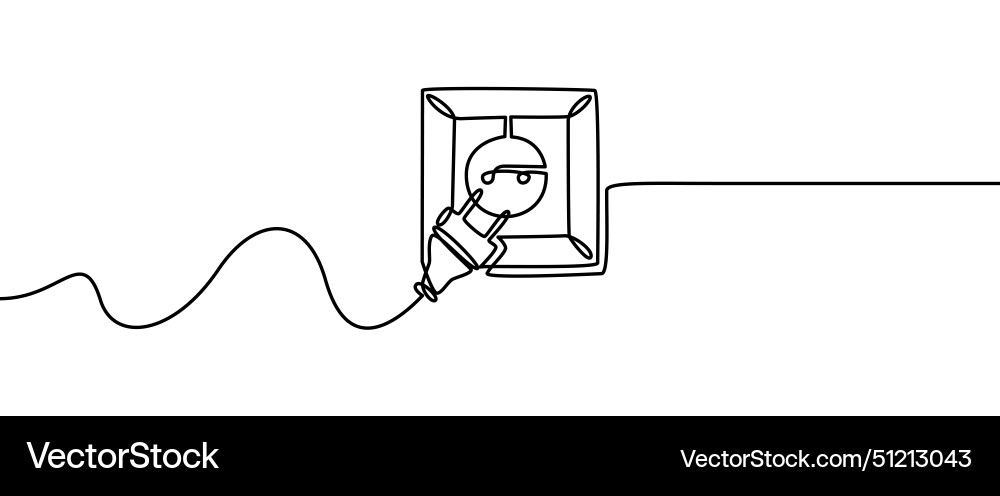 Electric outlet shape drawing by continuos line Electric outlet shape drawing by continuos line vector image