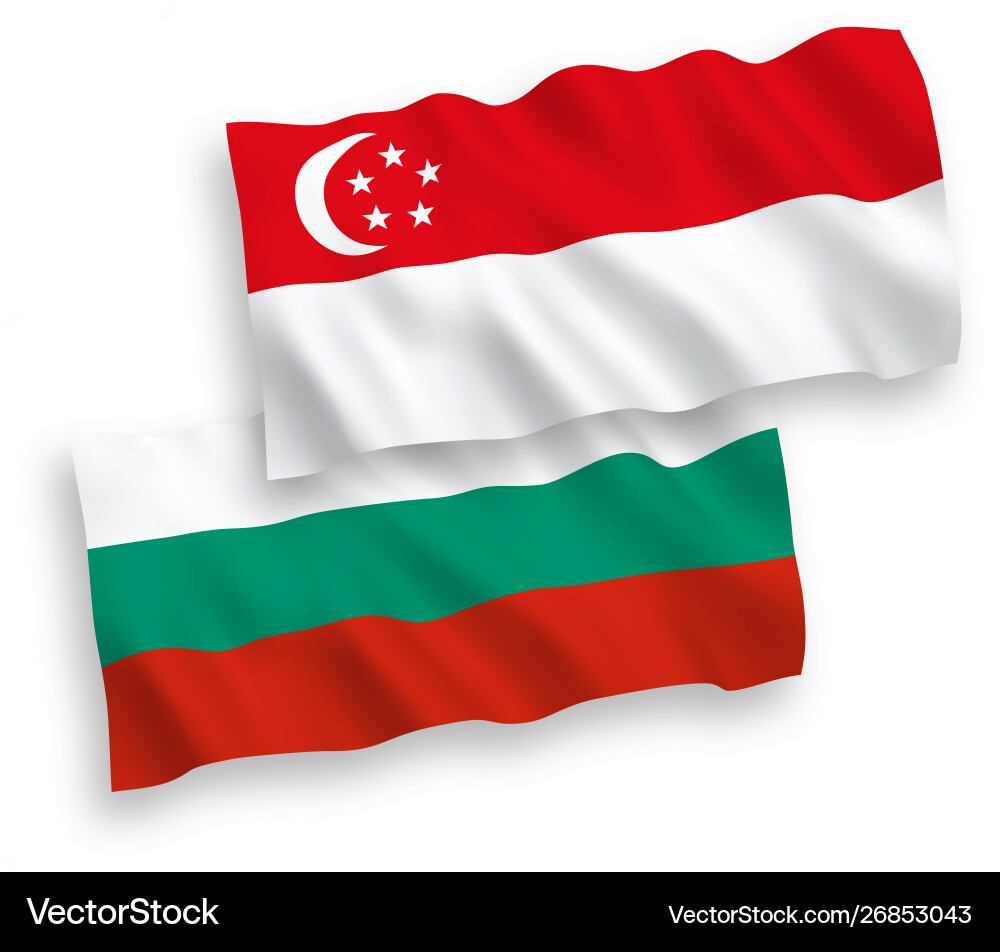 Flaggen singapur und bulgaria auf einem weißen Flaggen singapur und bulgaria auf einem weißen vektorbild
