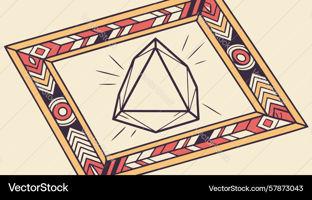 Geometric frame with abstract crystal motif Vector Image