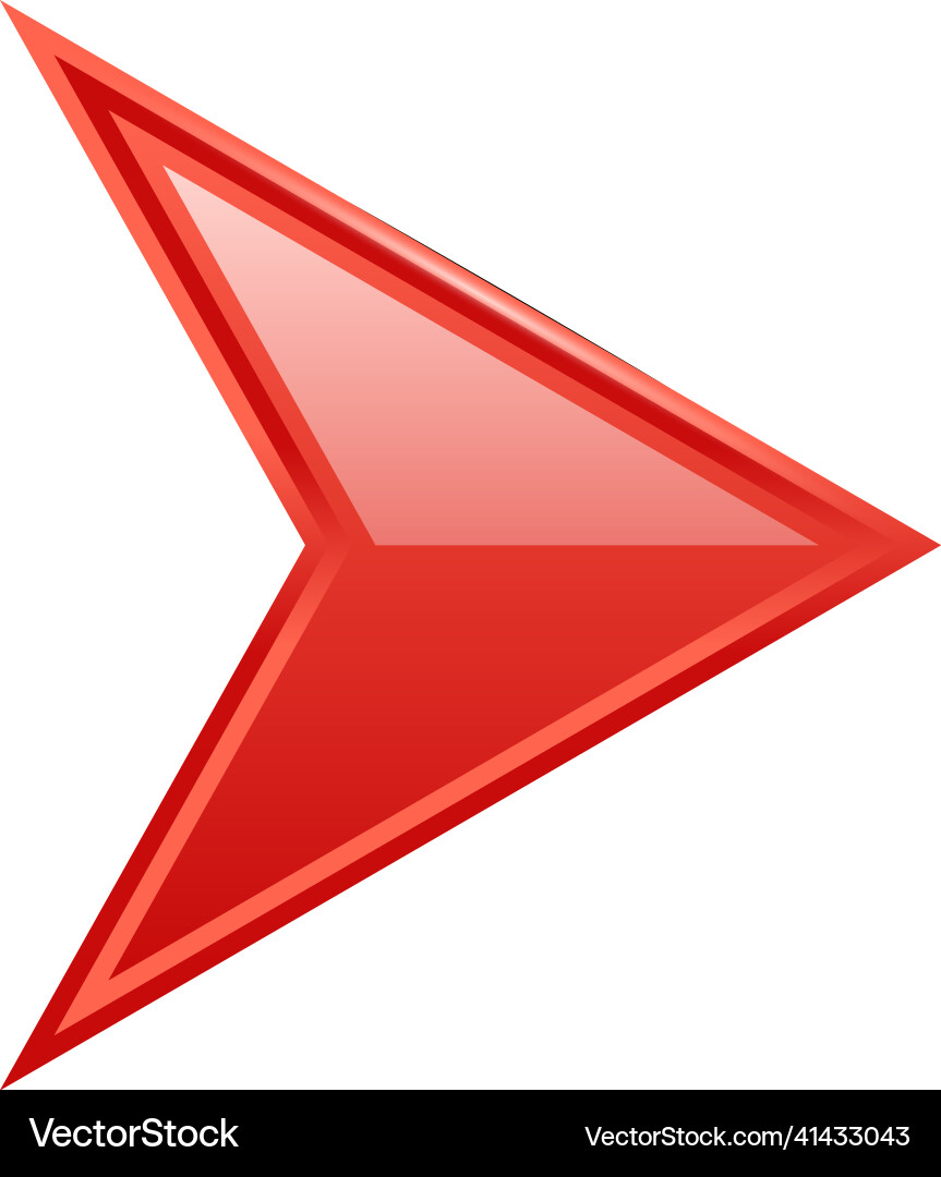 Glossy Red Triangular Arrowhead vector image