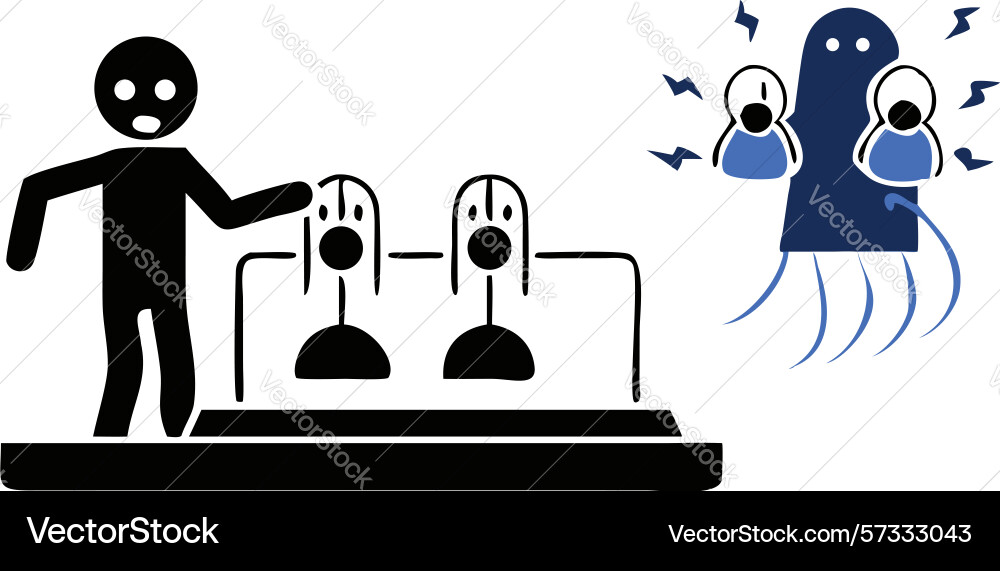 Humanoid and digital entity interactions icon set vector image