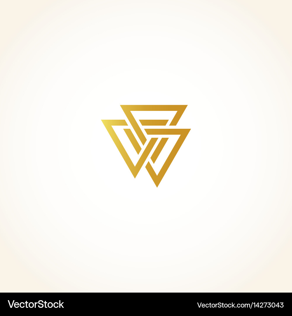 Isolated abstract golden color triangles contour vector image