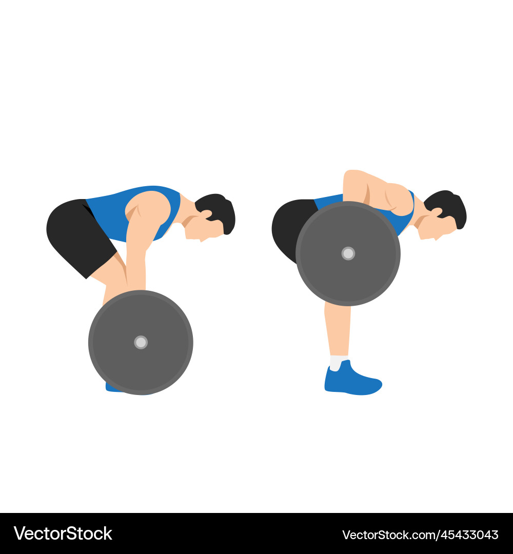Man doing the pendlay barbell row Man doing the pendlay barbell row vector image