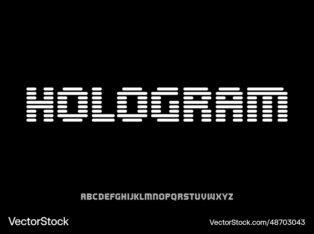 Modern linear hologram alphabet display font Modern linear hologram alphabet display font vector image