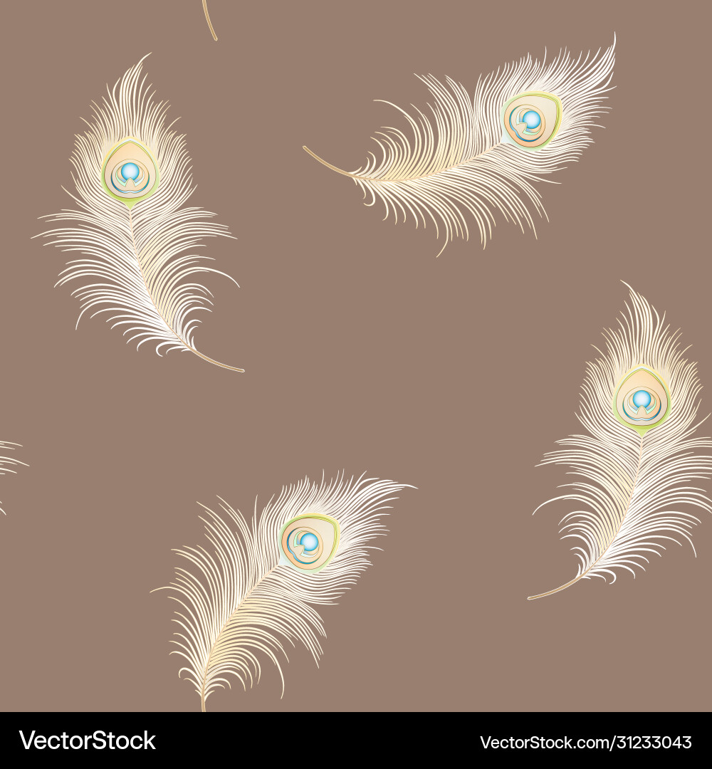 Peacock feathers seamless pattern background Peacock feathers seamless pattern background vector image