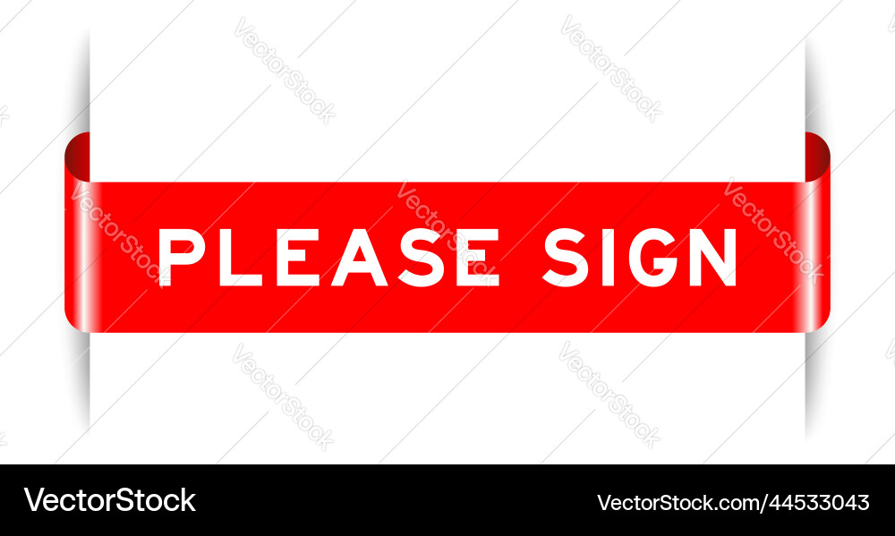 Red color inserted label banner with word please vector image