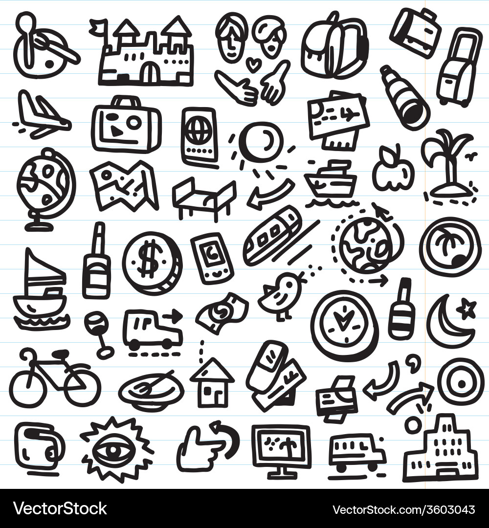 Reise Sketch Icons Vektorbild