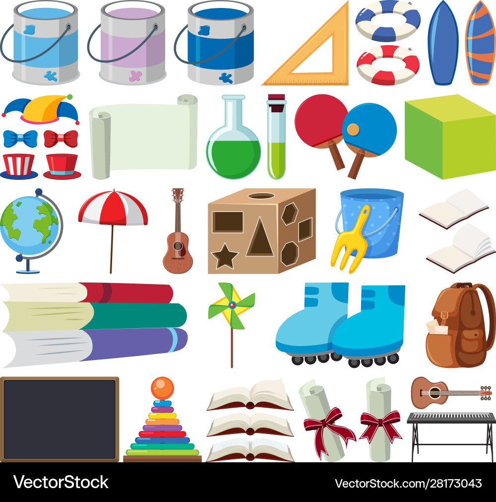 Set isolated objects theme stationeries vector image