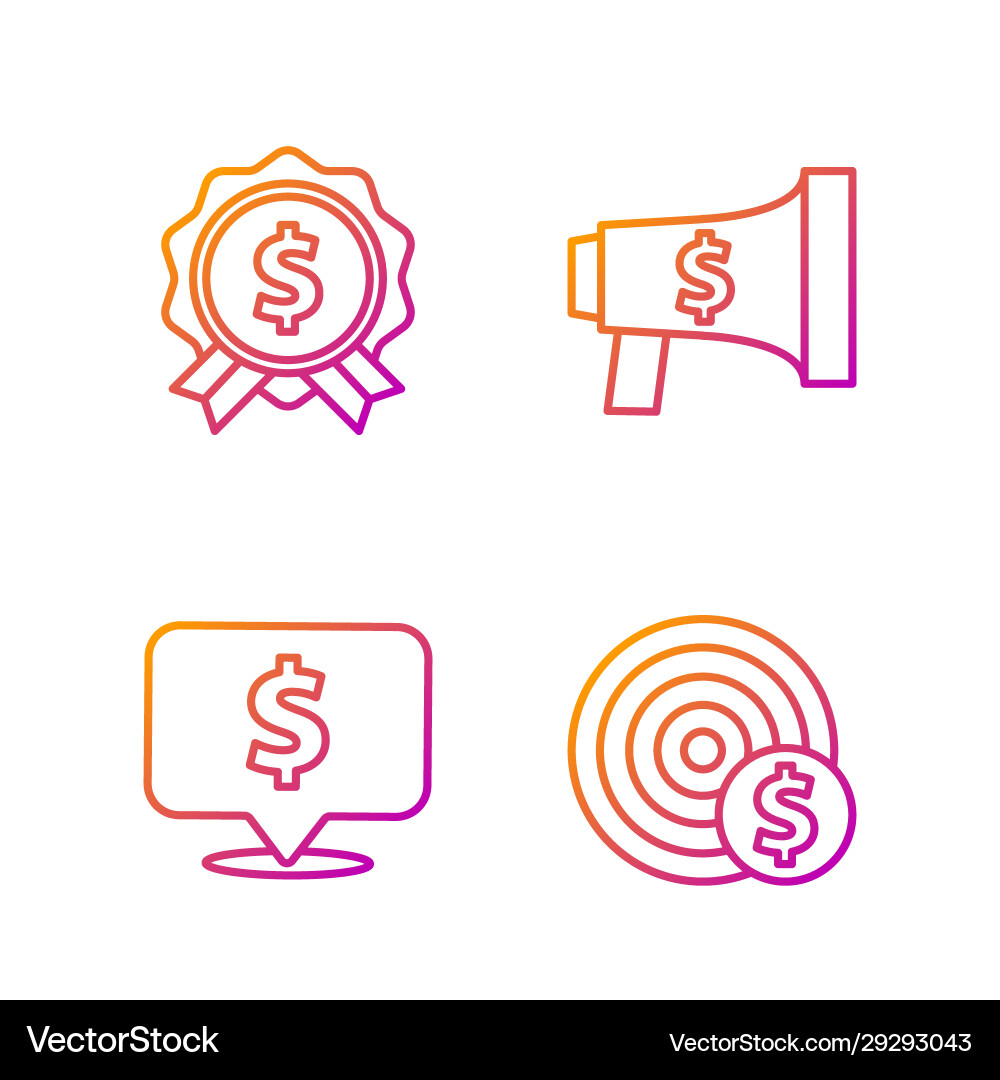 Set line target with dollar symbol speech bubble Set line target with dollar symbol speech bubble Vector Image