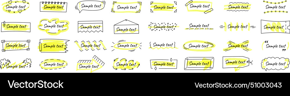 Set of frames for text in hand drawn style Set of frames for text in hand drawn style vector image