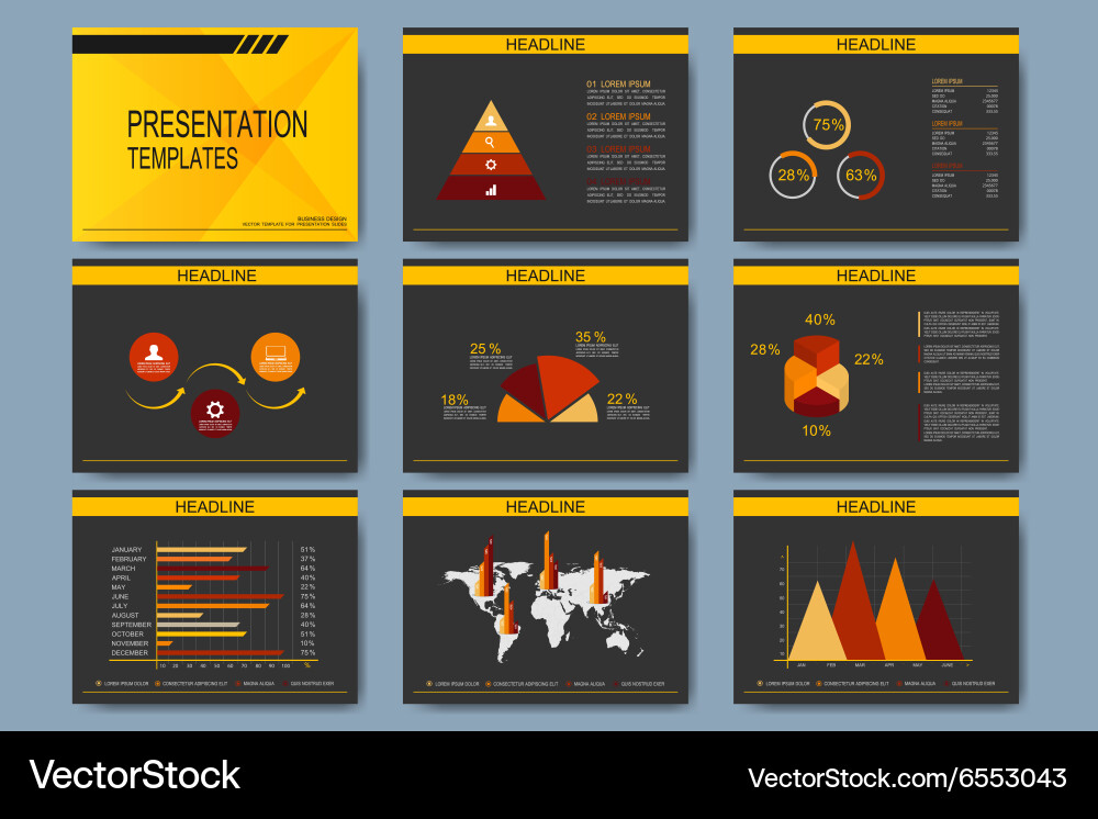 Set of templates for presentation slides vector image