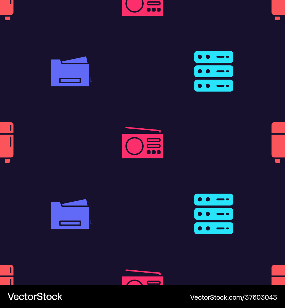 Set server data web hosting printer radio Set server data web hosting printer radio Vector Image