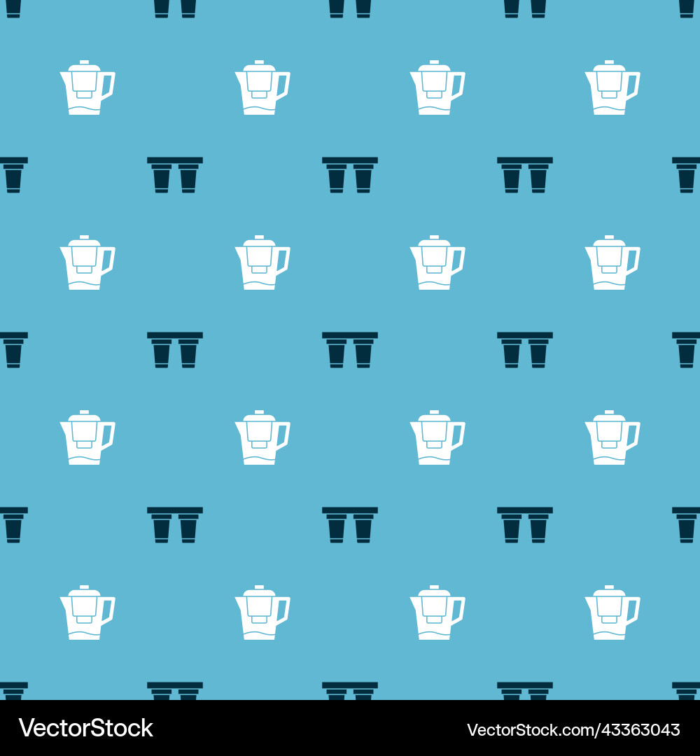 Set water filter and jug with on seamless pattern Set water filter and jug with on seamless pattern vector image