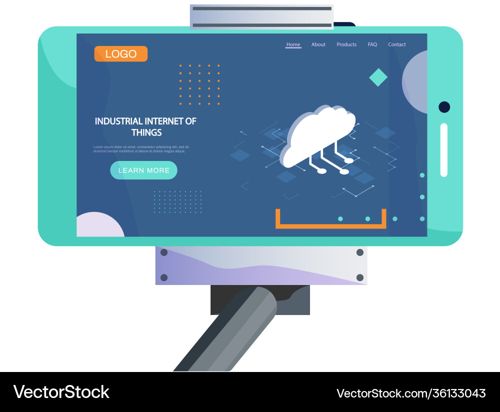 Tripod with smartphone and webpage on topic Tripod with smartphone and webpage on topic Vector Image