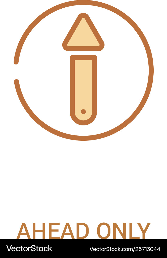 Ahead only concept 2 colored icon simple line Ahead only concept 2 colored icon simple line vector image
