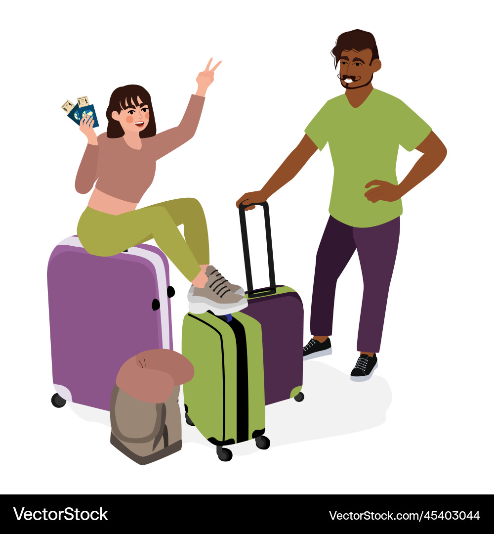 Airport passengers and tourists in waiting hall Vector Image