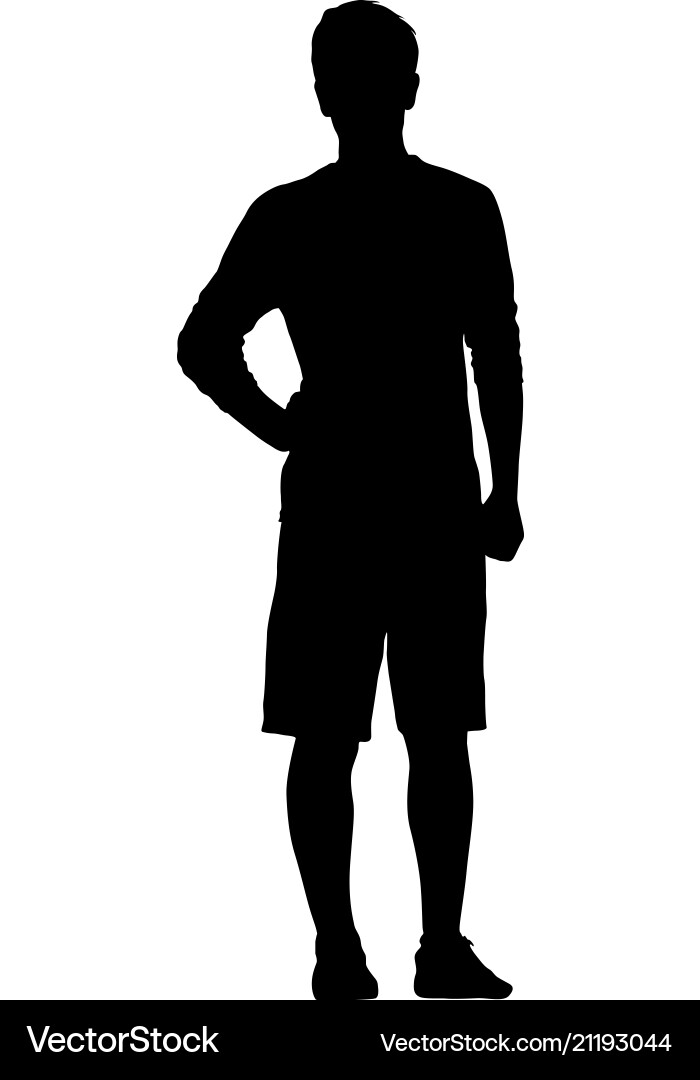 Black silhouette man standing people on white Black silhouette man standing people on white Vector Image