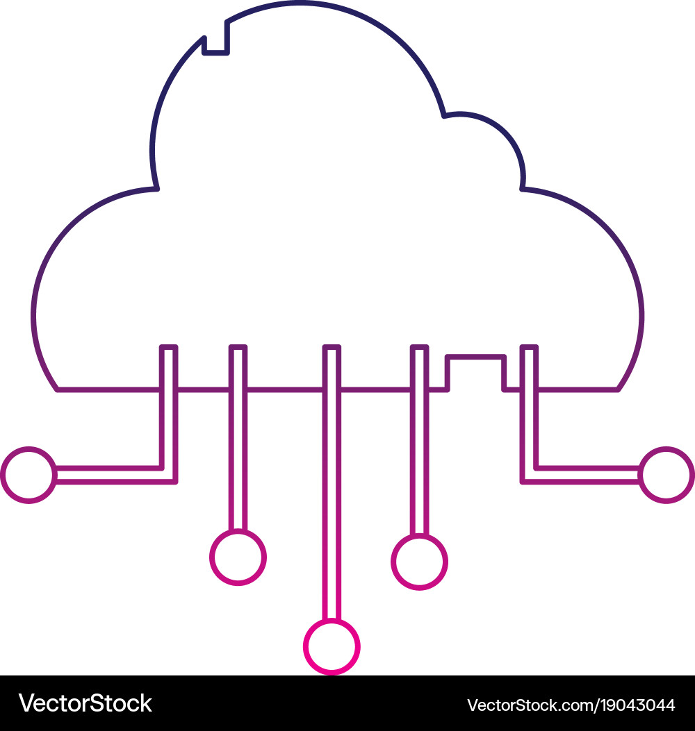 Color line data cloud network connection server vector image