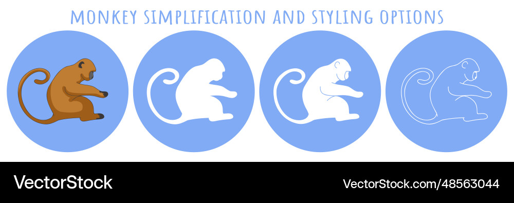 Monkey different simplification styling options Monkey different simplification styling options vector image