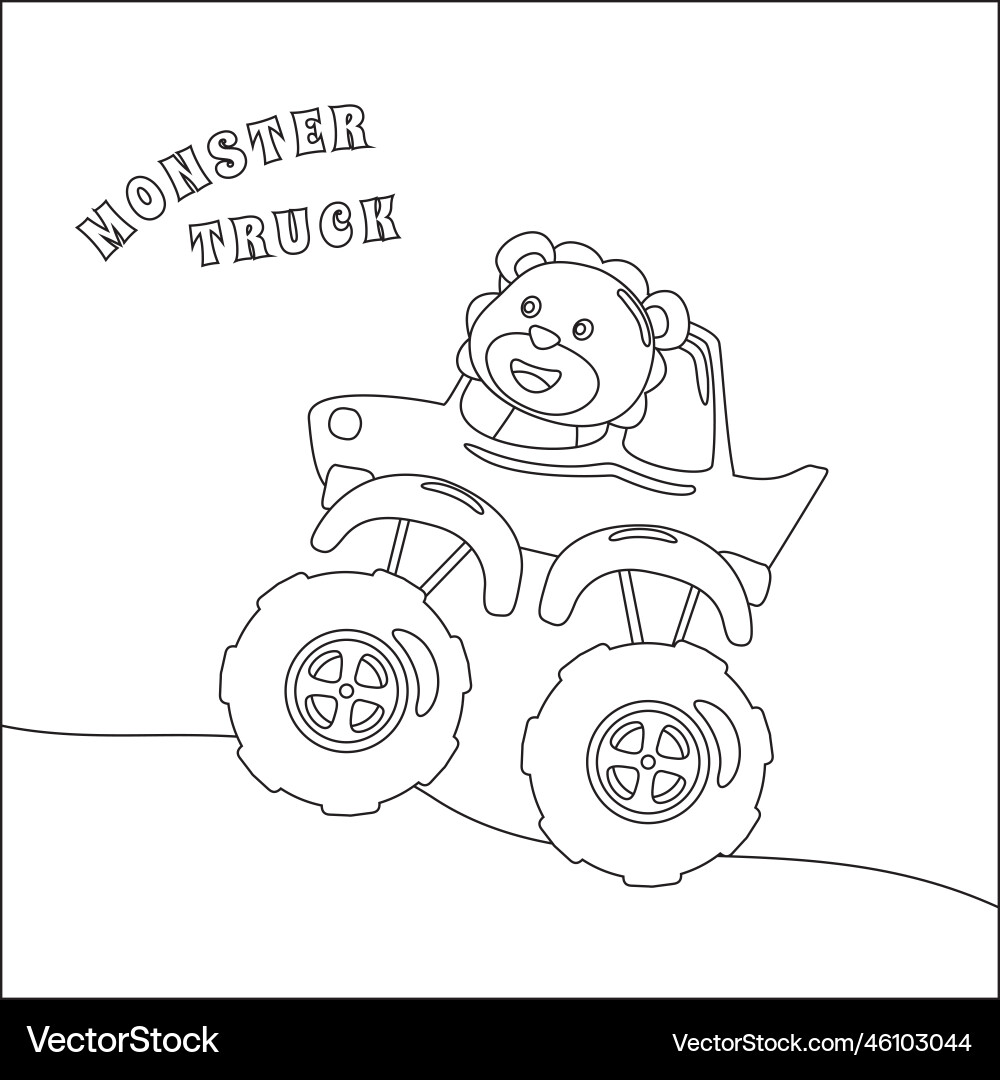 Monster LKW mit Tiertreiber Cartoon Monster LKW mit Tiertreiber Cartoon vektorbild