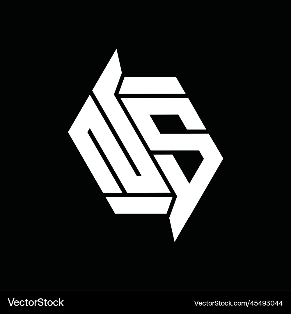 Ns logo monogram hexagon abstract shape images vector image