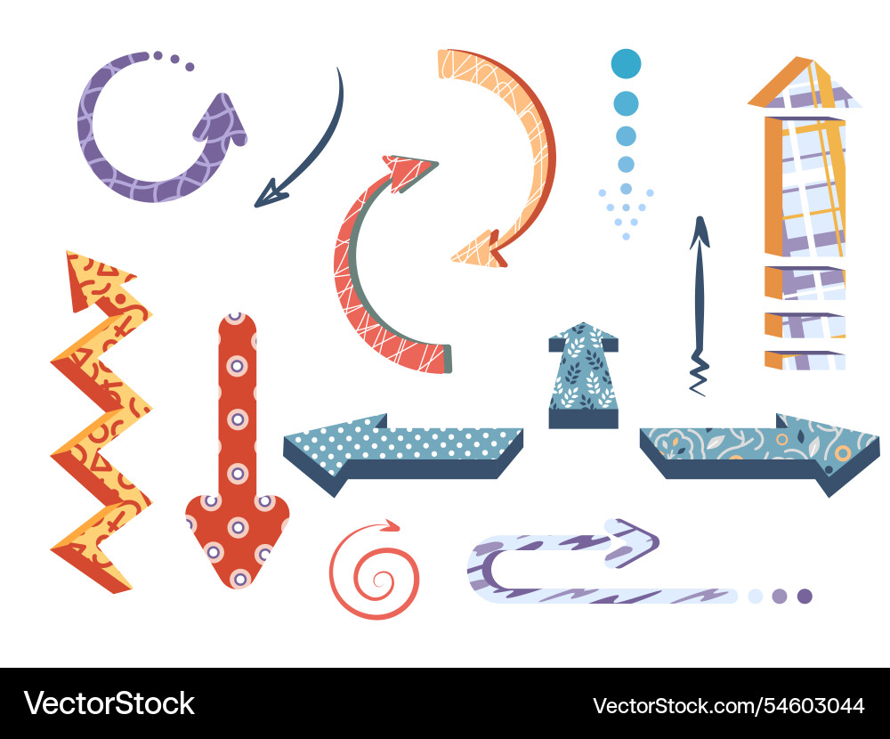 Playful funny arrows abstract patterned pointers Playful funny arrows abstract patterned pointers vector image