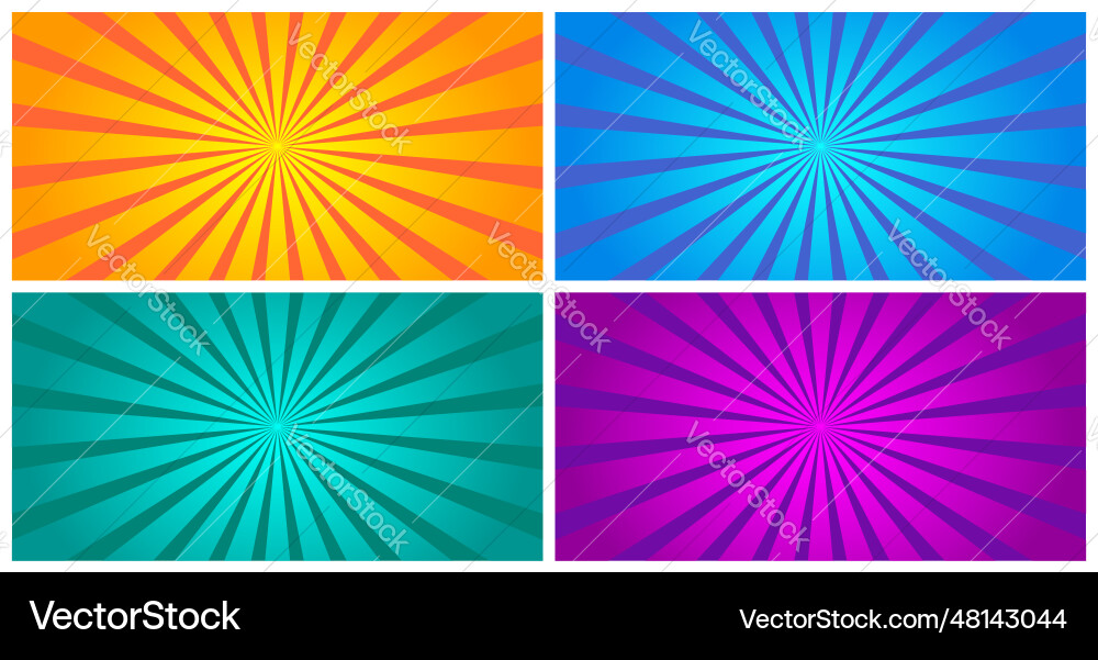 Retro sunburst gradient abstract background set vector image
