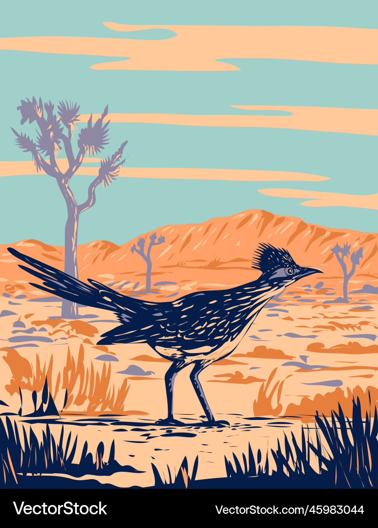Roadrunner in Joshua Tree Vector Image