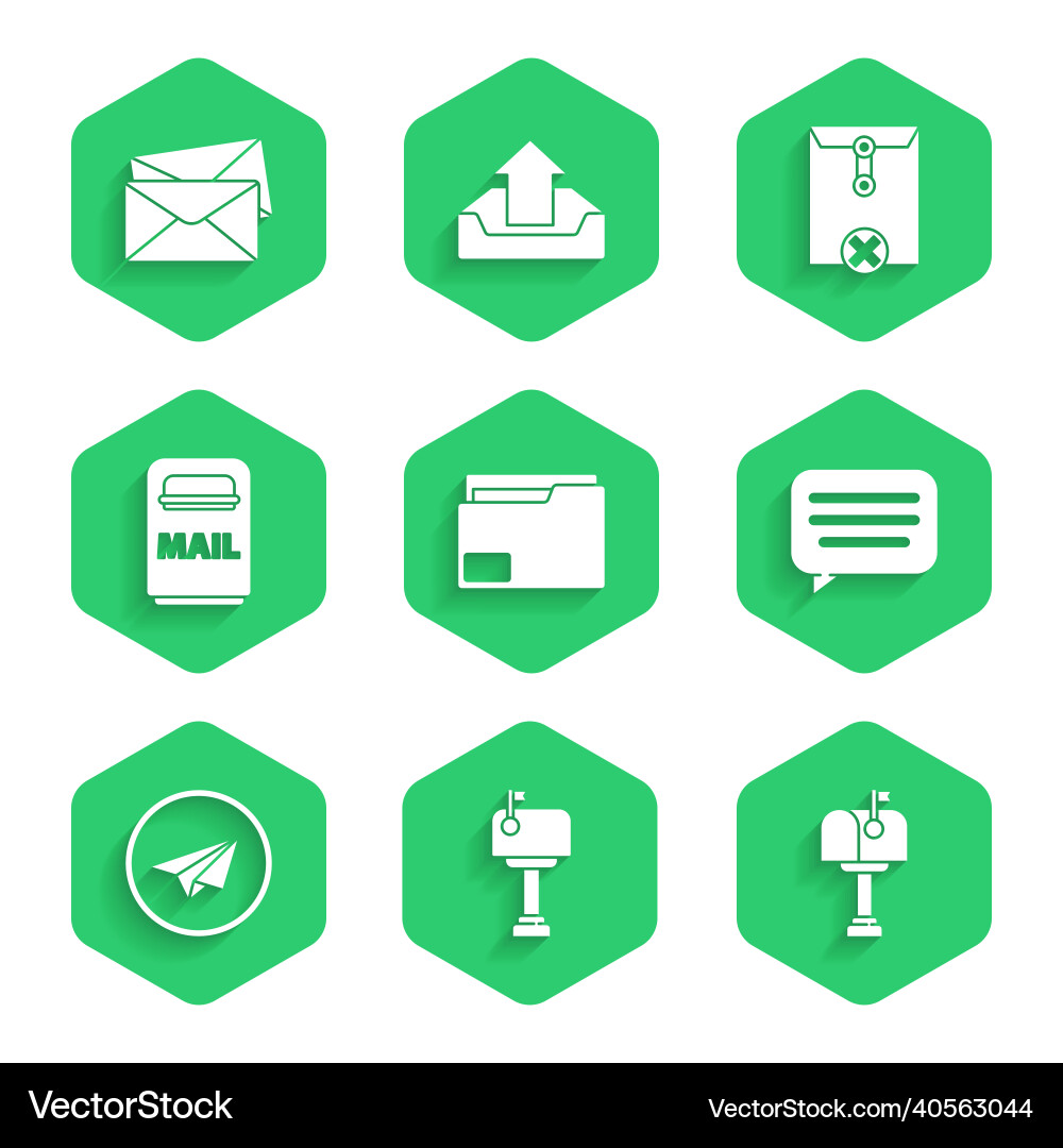 Set document folder mail box speech bubble chat Set document folder mail box speech bubble chat vector image