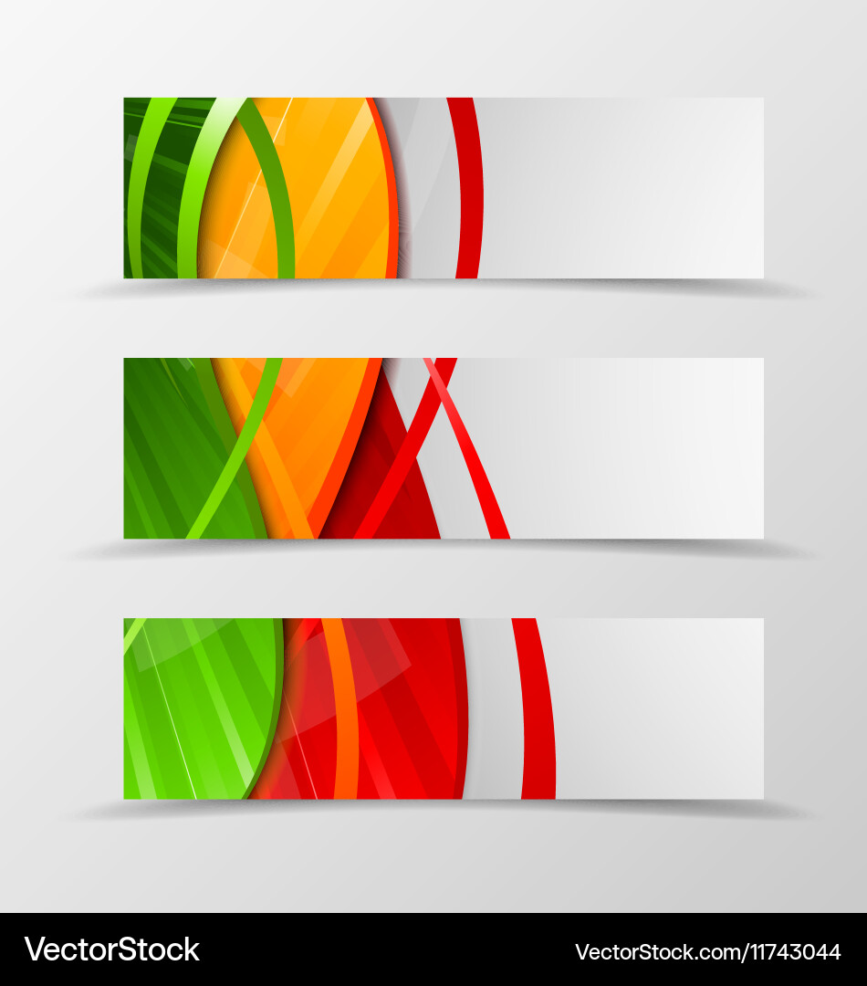 Set of header banner dynamic wave design vector image