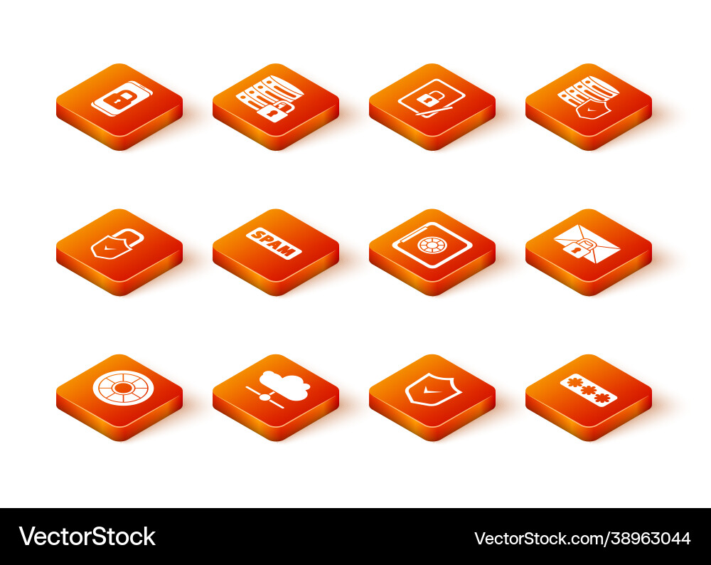 Set safe network cloud connection lock and check Set safe network cloud connection lock and check vector image