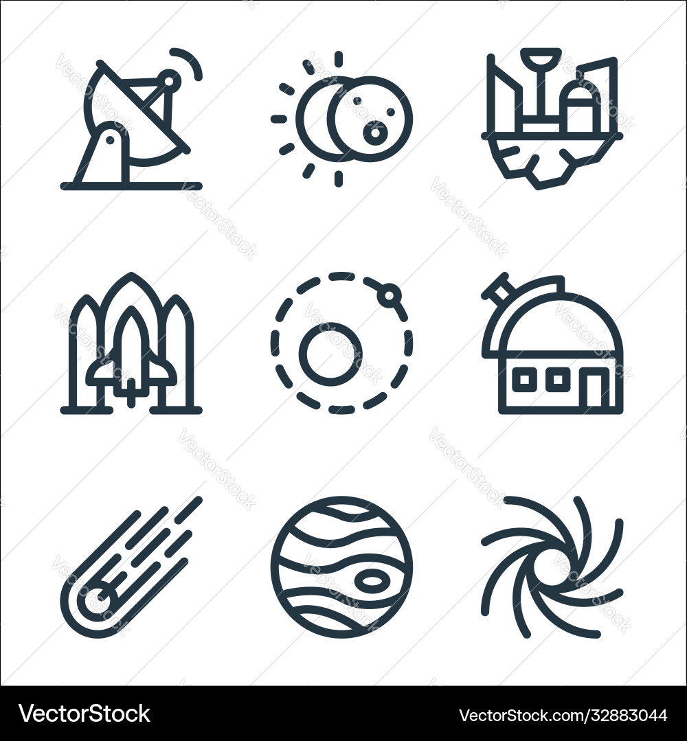 Space line icons linear set quality Space line icons linear set quality vector image