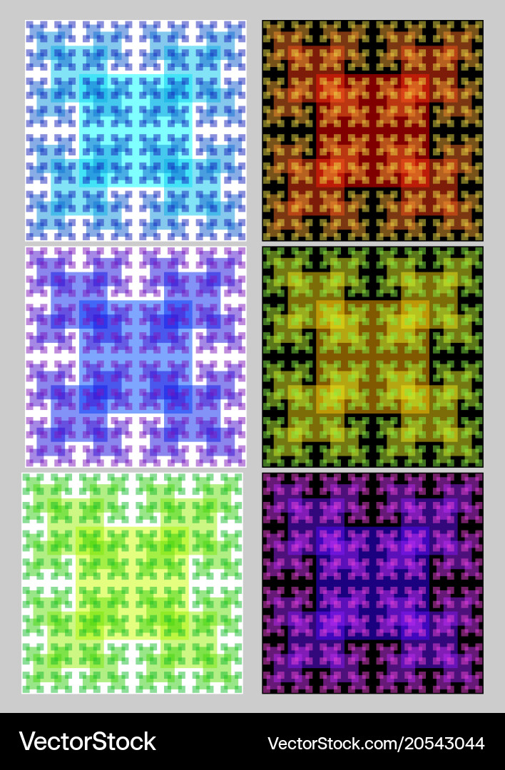 Tile set with square patterns in fractal style Vector Image