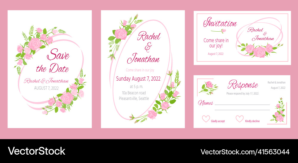 Vintage wedding invitation cards with frames Vintage wedding invitation cards with frames Vector Image