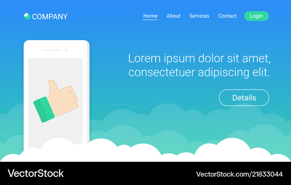 Website header template design with smartphone Vector Image