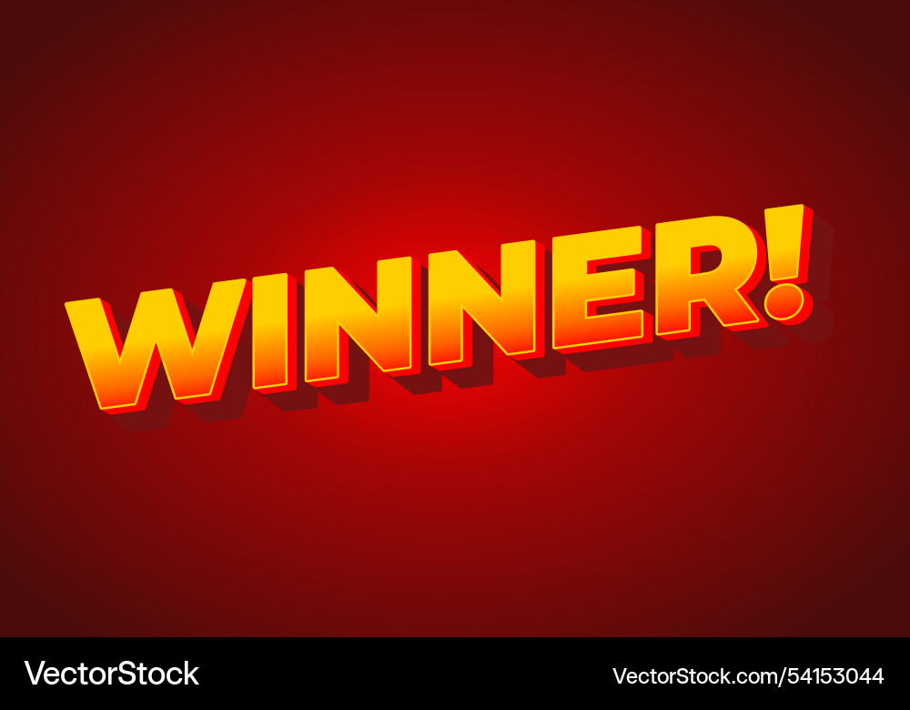 Winner text effect with modern color in 3d style Vector Image