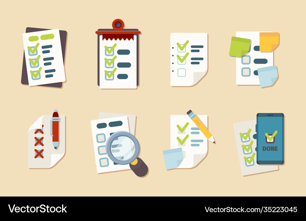 Checklist icons notepad schedule customer marks Checklist icons notepad schedule customer marks vector image