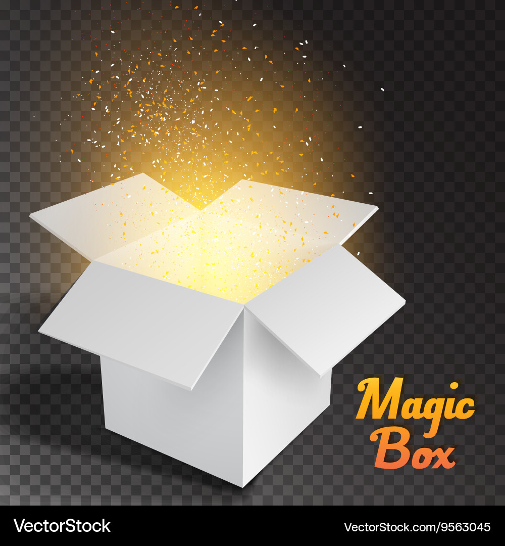 Magic Open Box with Confetti & Sparkle vector image