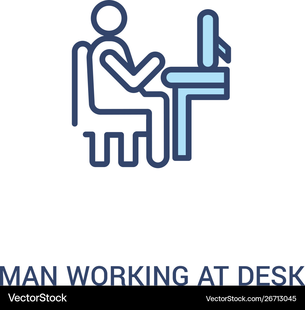 Man working at desk concept 2 colored icon simple Man working at desk concept 2 colored icon simple vector image