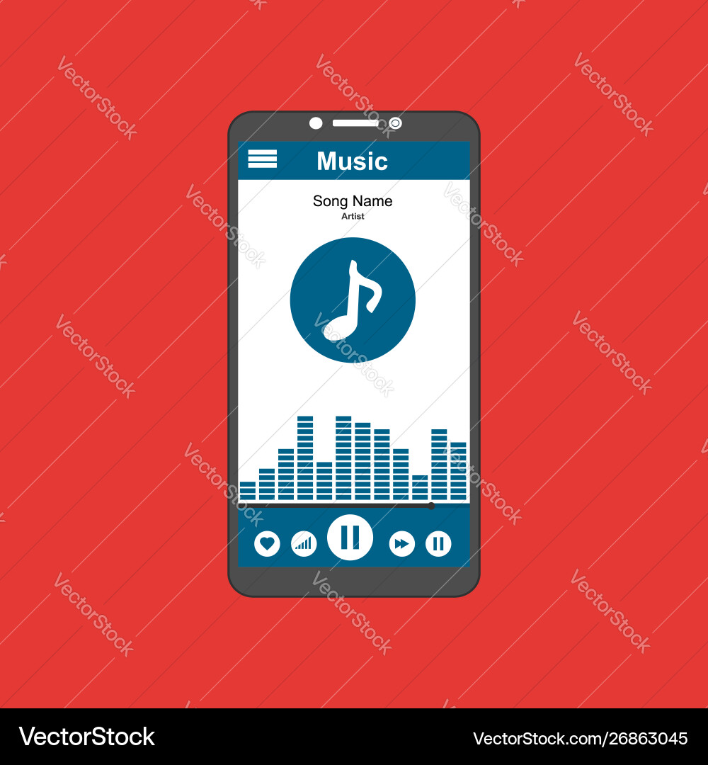 Media player application app template with flat Media player application app template with flat vector image