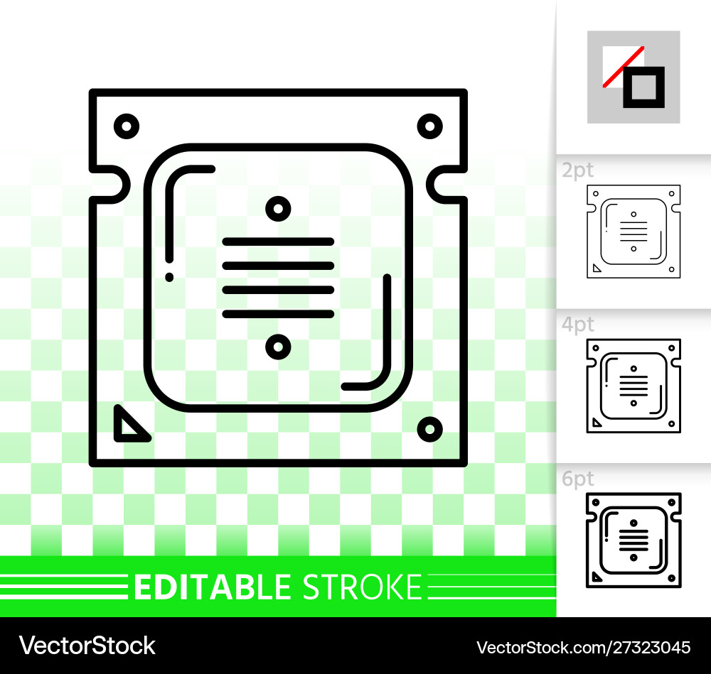 Microchip circuit simple black line icon vector image