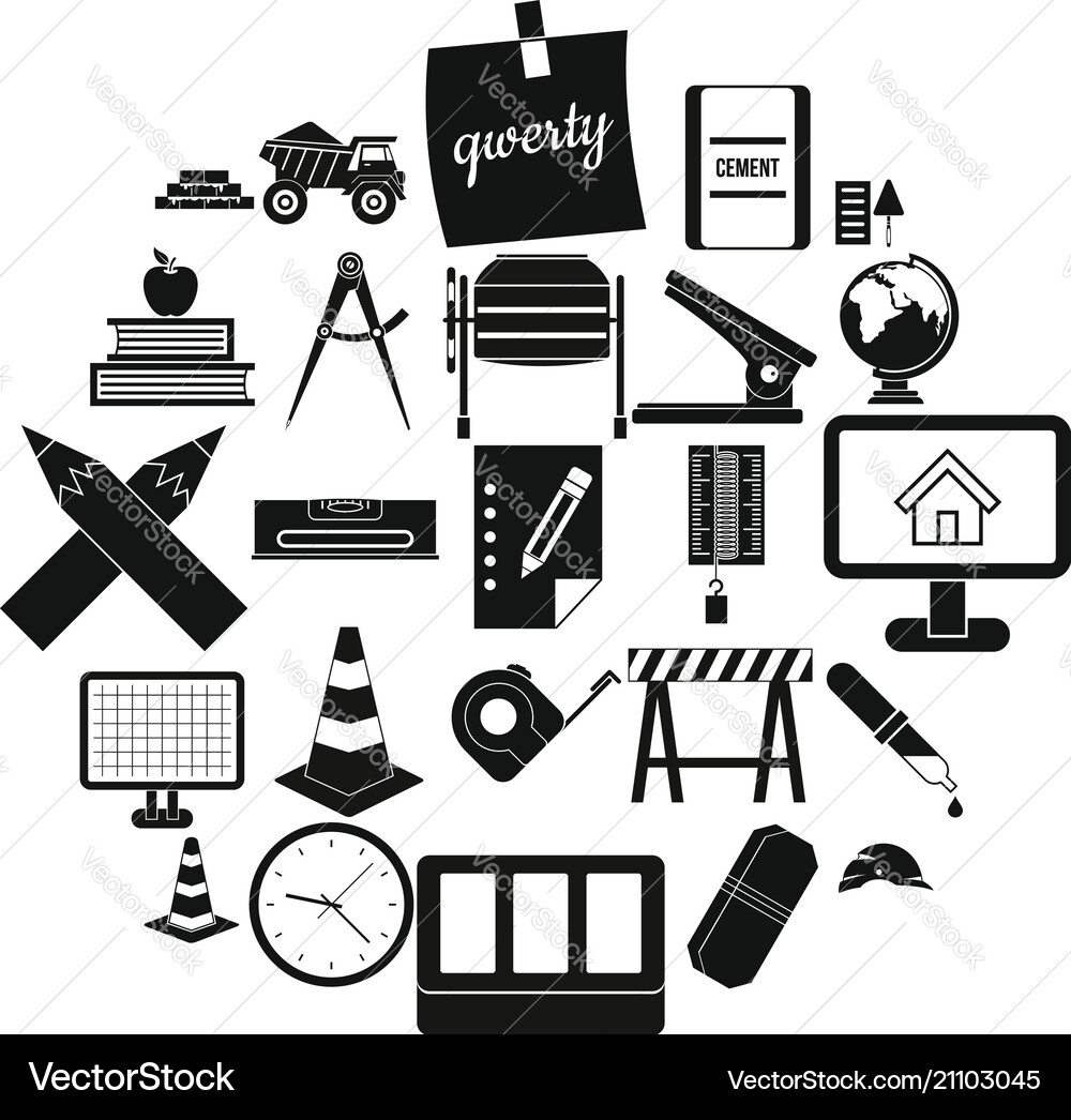 Range icons set simple style Range icons set simple style vector image