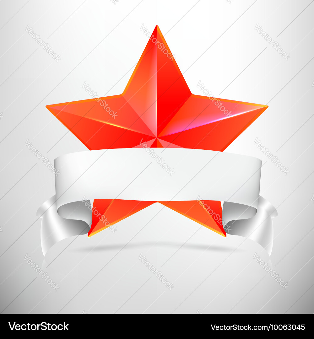 Red star with ribbon Royalty Free Vector Image