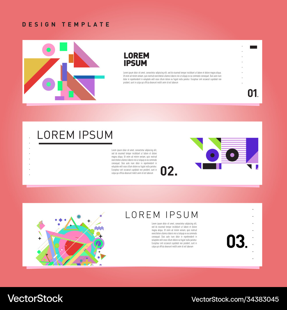 Set abstract banner web design template retro Vector Image