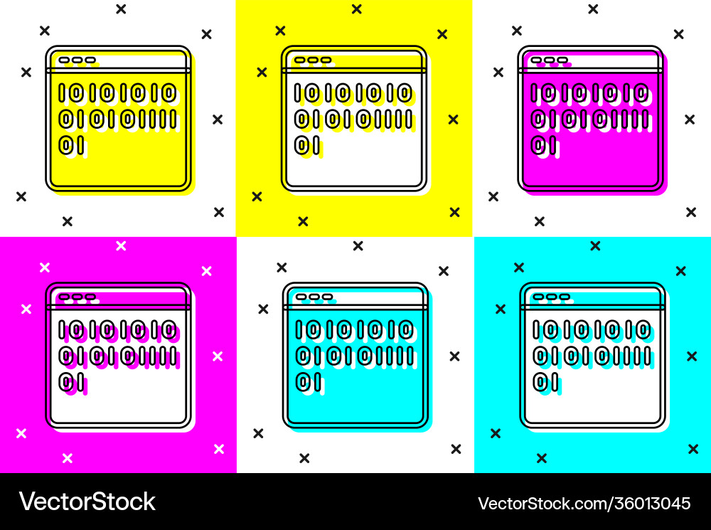 Set binary code icon isolated on color background Set binary code icon isolated on color background vector image
