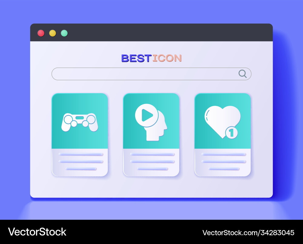Set head people with play button gamepad and like Vector Image