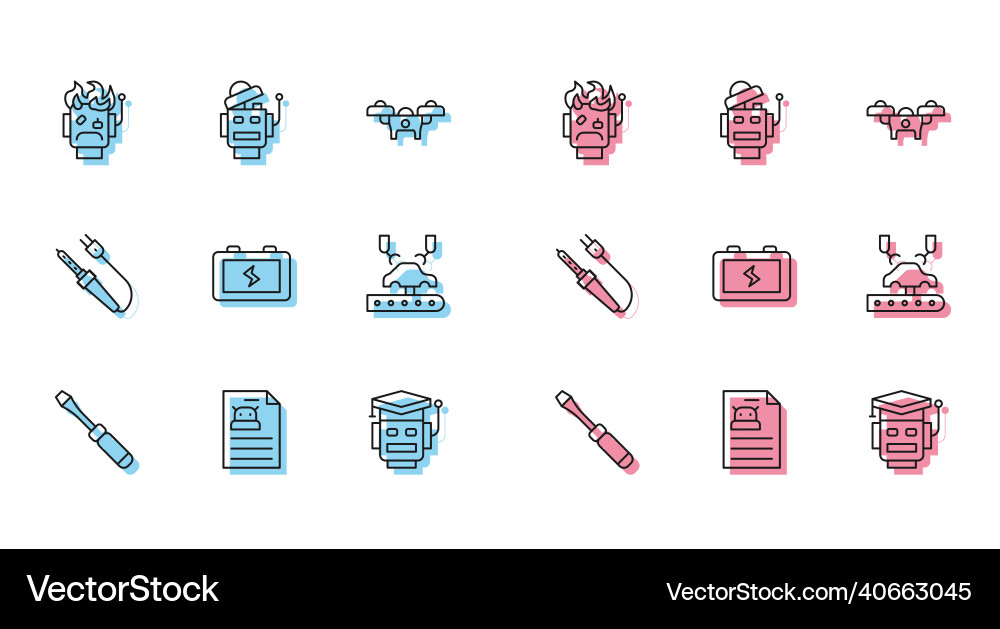 Set line screwdriver technical specification Set line screwdriver technical specification vector image