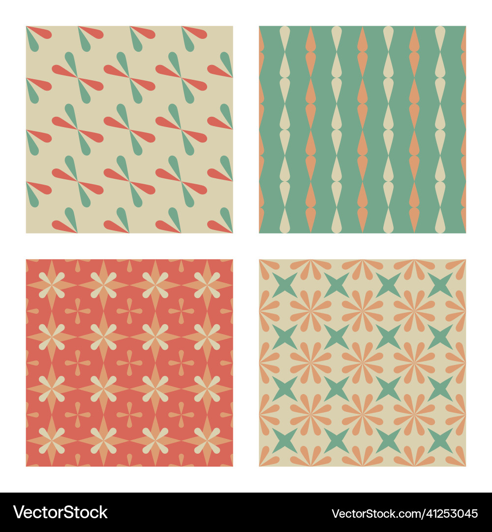 Set of flat style geometric seamless patterns Set of flat style geometric seamless patterns vector image