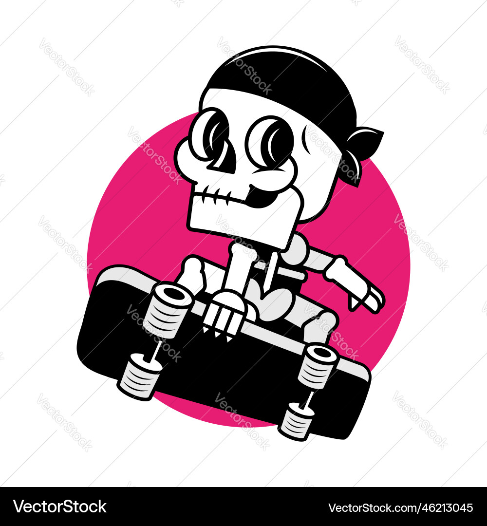 Skeleton man ride on the boards skateboard emblem Skeleton man ride on the boards skateboard emblem vector image