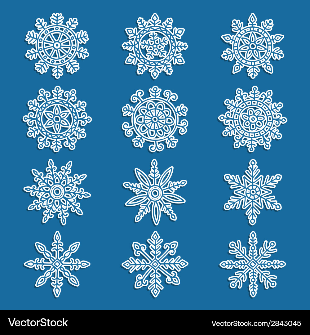 Snowflake set vector image